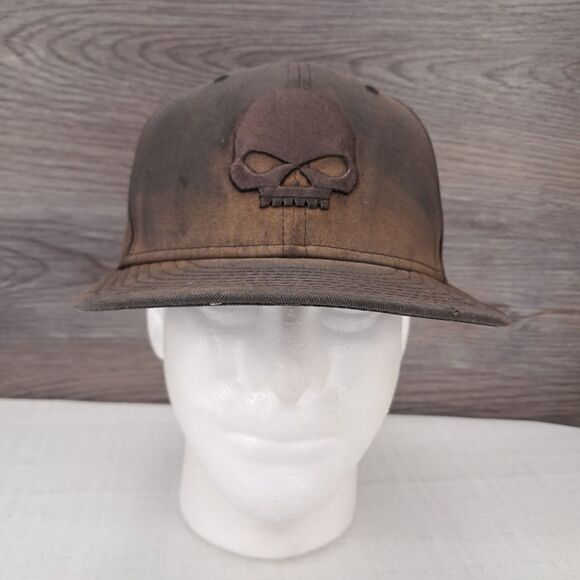 "TRASHED" Harley Davidson New Era 59Fifty Cap Hat Fitted s 7 3/8 Skull Punisher - Picture 4 of 13